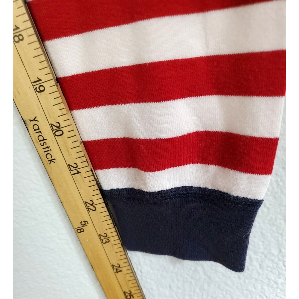 Hanna Andersson Pajama Set Kid 140 US 10 Holiday Deer Long John Red White Stripe - Picture 10 of 14